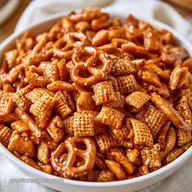 Caramel Halloween Chex Mix with Bugles