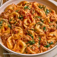 Creamy Crockpot Tortellini with Sausage