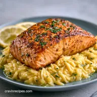 One Pan Lemon Garlic Salmon Orzo