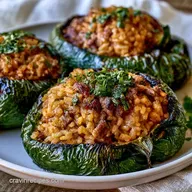 Roasted Stuffed Poblano Peppers for 4