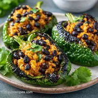 Stuffed Poblano Peppers with Brown Rice