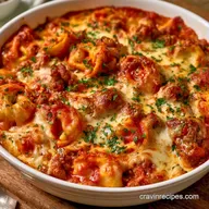 Tortellini Ground Beef Cream Cheese Bake