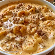 Creamy Tortellini Soup with Ground Beef
