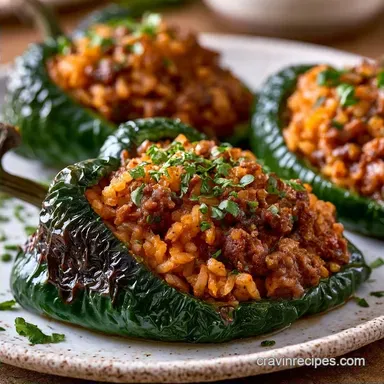 Beef Stuffed Poblanos in 50 Minutes