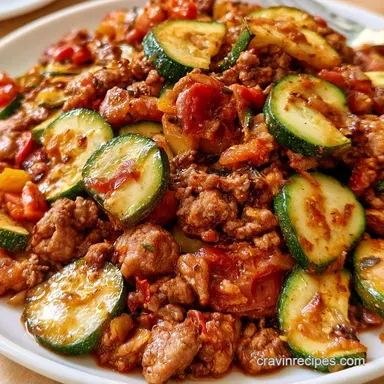 Beef Zucchini Skillet for 4 Servings Recipe Card