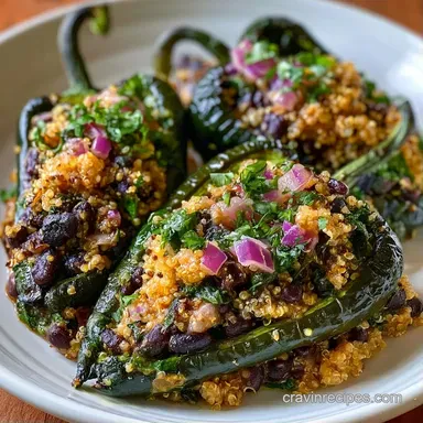 Black Bean Poblano Peppers with Quinoa Recipe Card