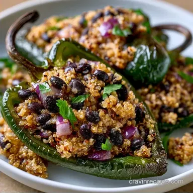 Black Bean Poblano Peppers with Quinoa