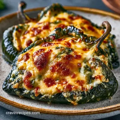 Creamy Stuffed Poblano Peppers Recipe Card