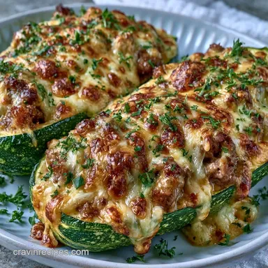 Easy Beef Stuffed Zucchini Boats Recipe Card