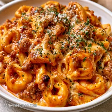 Cheesy Crockpot Tortellini with Sausage