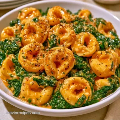 Cheesy Spinach Tortellini in 25 Minutes Recipe Card