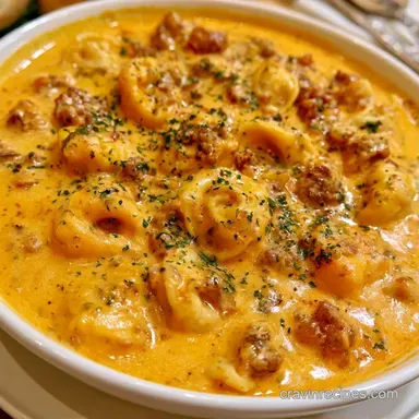 Cheesy Tortellini Soup with Sausage Recipe Card