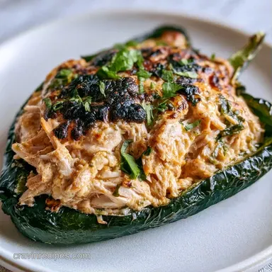 Chicken Stuffed Poblanos in 45 Minutes Recipe Card