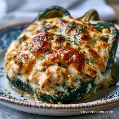 Chicken Stuffed Poblanos for 4 Servings Recipe Card