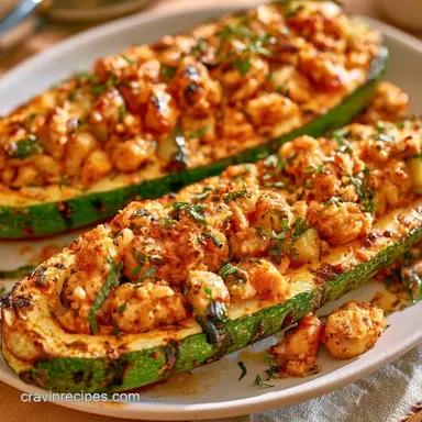 Chicken Stuffed Zucchini for 4 Servings Recipe Card