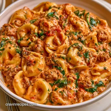 Creamy Crockpot Tortellini with Sausage