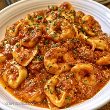 Ground Beef Tortellini in 20 Minutes Recipe Card