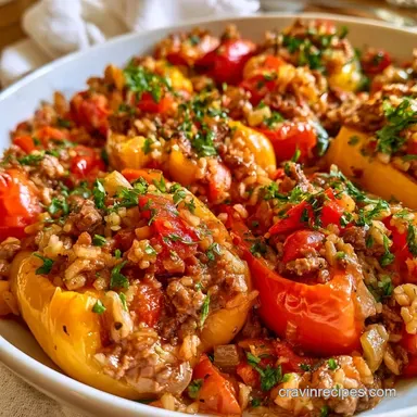 Stuffed Peppers with Ground Beef Recipe Card