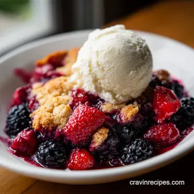 Berry Cobbler Recipe for 8 Servings with Golden Sugar Crust Recipe Card