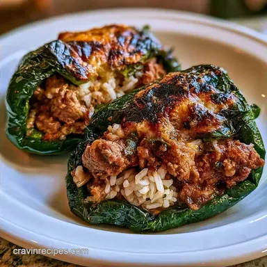Easy Ground Beef Stuffed Poblanos: 40 Min