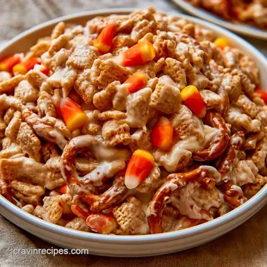Halloween White Chocolate Chex Mix in 25 Min Recipe Card