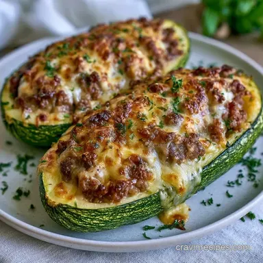Stuffed Zucchini Boats with Ground Beef