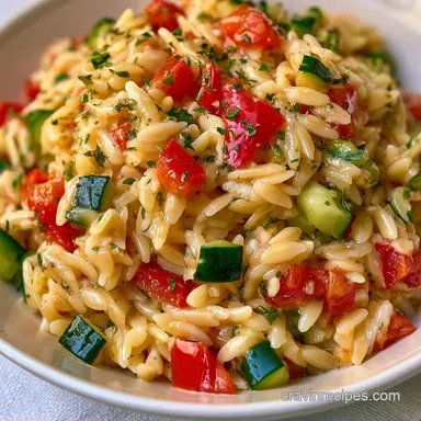Lemon Garlic Vegetable Orzo One-Pot Recipe Card
