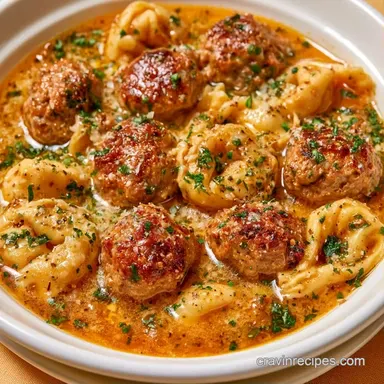 Creamy Meatball Soup With Tortellini Recipe Card