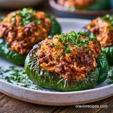 Stuffed Poblanos with Ground Beef