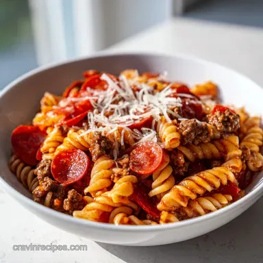 Pizza Pasta Casserole with Ground Beef Recipe Card