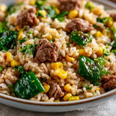 Poblano Pepper Rice with Ground Beef Recipe Card