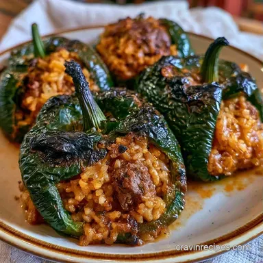 Roasted Stuffed Poblano Peppers for 4 Recipe Card