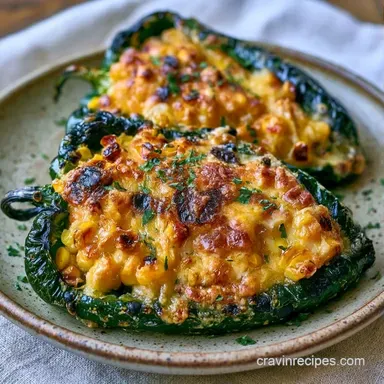Roasted Corn Stuffed Poblanos for 4 Recipe Card