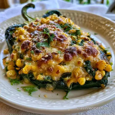 Roasted Corn Stuffed Poblanos for 4