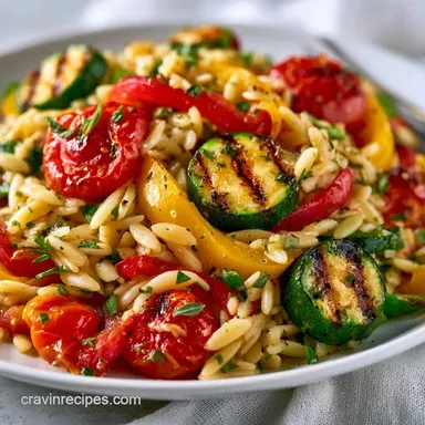 Roasted Vegetable Orzo Salad: Meal Prep Recipe Card