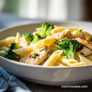 Creamy Rotisserie Chicken Broccoli Pasta Recipe Card