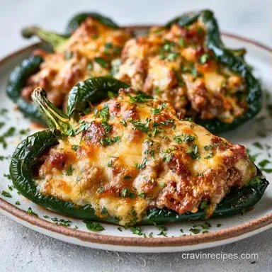 Simple Baked Poblano Peppers with Beef Recipe Card