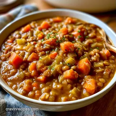 Slow Cooker Lentil Stew for 6 Servings Recipe Card