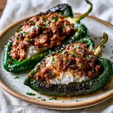 Stuffed Poblano Pepper Skillet for 4 Recipe Card