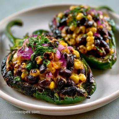 Stuffed Poblano Peppers for 4 Servings Recipe Card