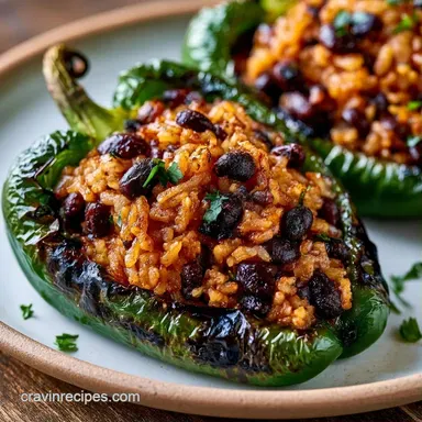 Stuffed Poblano Peppers with Brown Rice Recipe Card