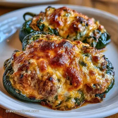 Stuffed Poblano Peppers with Ground Beef Recipe Card