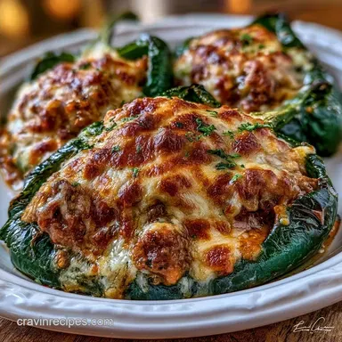 Stuffed Poblano Peppers with Ground Beef