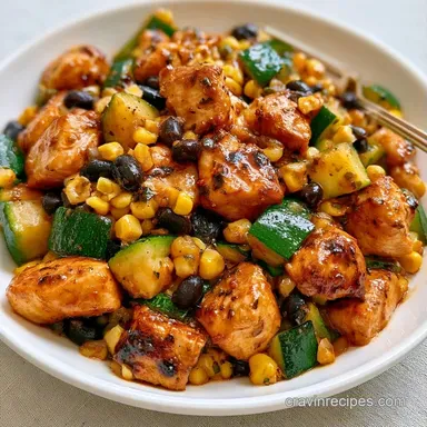 Tex Mex Chicken and Zucchini: One-Pan Recipe Card