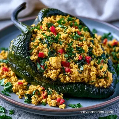 Tofu Stuffed Poblanos for 4 Servings