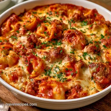 Tortellini Ground Beef Cream Cheese Bake