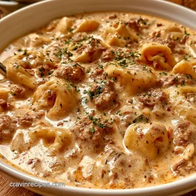 Creamy Tortellini Soup with Ground Beef Recipe Card