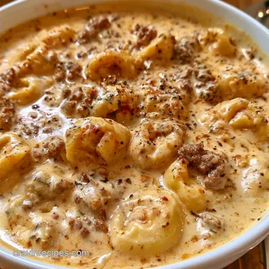 Creamy Tortellini Soup with Ground Beef
