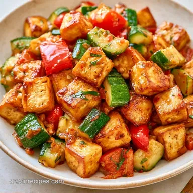Zucchini Stir Fry with Tofu in 30 Minutes Recipe Card