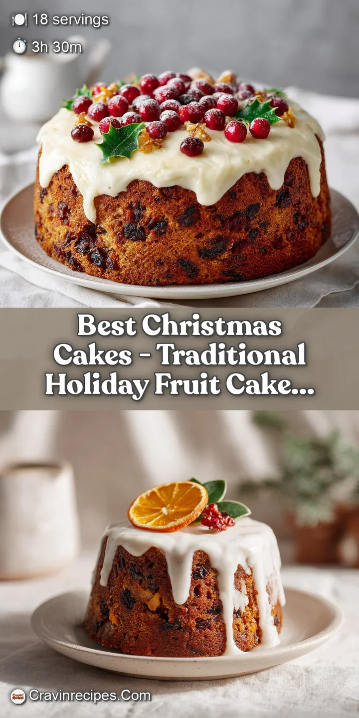 Close-up of dense, moist fruitcake showing plump raisins, candied citrus peel, and nuts throughout.